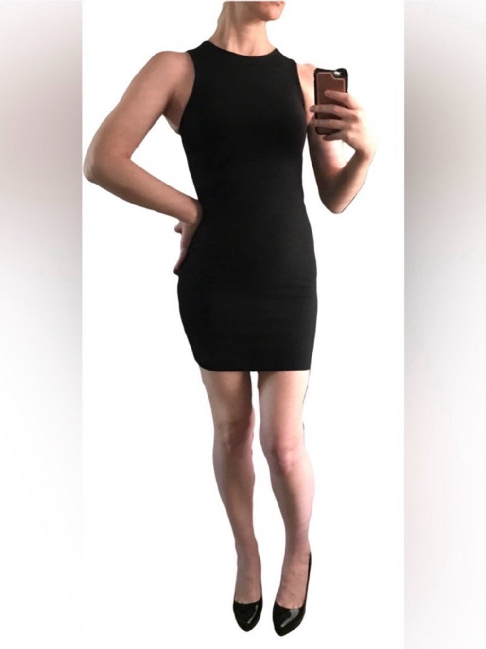 Forever 21 Black Bodycon Mini Dress S Small LBD High Neck Cocktail Date Night